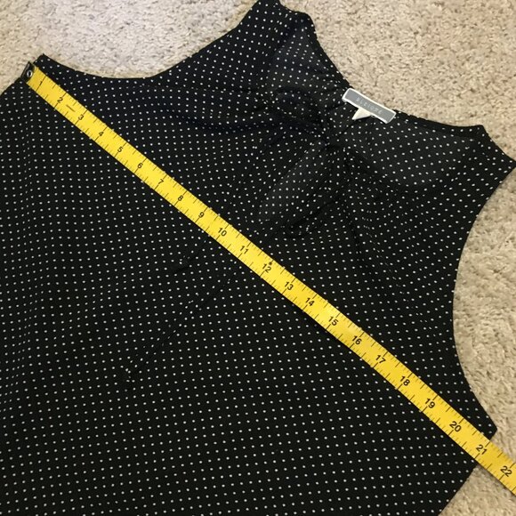 Pleione Black Tiny White Polka Dot Sleeveless Tie Up Blouse - Picture 11 of 13